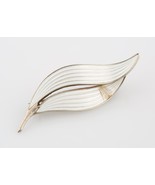 Aksel Holmsen White Enamel Leaf Brooch Sterling Silver Made in Norway Vi... - $3,520.83 MXN