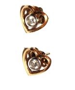 Solid 14K yellow gold marked 14K diamond heart stud earrings Lot#11 - $374.05
