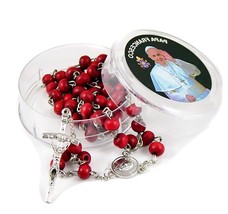 Pope Francis Rose Scented Bead Rosary Catholic Blessed Comes with Free Gift - £34.16 GBP
