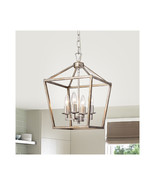 PD006-4AS 4-Light Open Metal Cage Cohen Lantern Chandelier Antique Silver - $173.65