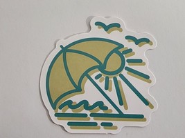 Simple Lined Beach Umbrella with Waves Sun Birds Sticker Decal Embellishment Fun - £1.80 GBP