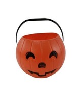 1985 Halloween Pumpkin Jack-O-Lantern Bucket Plastic Blow Mold Blinky Products  - £15.78 GBP