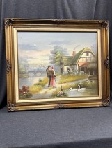 Framed Landscape Oil Painting On Canvas 20 X 24 Signed By Artist 27x29.5 Overall - £104.73 GBP