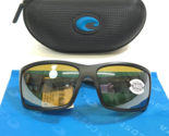 Costa Sunglasses Reefton 06S9007-2264 Matte Black Wrap Yellow Polarized ... - $158.73