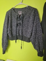 Victoria’s Secret Cropped Animal Print Sweatshirt Drop Shoulder Cheetah ... - £11.00 GBP