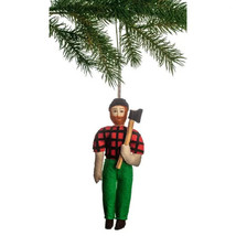 Paul Bunyon  With  Ax Ornament for Auto or Home Hand Made Wool Felt Silk Road - $23.91