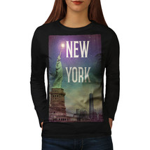 Wellcoda NY Freedom Statue Womens Long Sleeve T-shirt, America Casual Design - £19.28 GBP