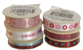 Ki Memories Ribbon Spools Lot 6 Junk Journaling 1/4&quot; Paper Craft Stripes Tiny - £3.13 GBP