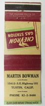 Martin Bowman Chevron Gas Station - Tustin, California 20 Strike Matchbook Cover - £1.57 GBP