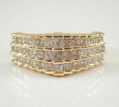 1.50Ct Princess Cut VVS1 Diamond Cluster Wedding Ring 14k Yellow Gold Finish - £95.91 GBP