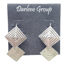 NWT Darlene Group Hammered Two Square Shape Dangle Drop Earring Hook Clo... - $17.81