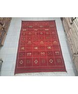 Handwoven Berber Kilim Rug, Taznakht Moroccan Wool, Flat-Weave. 190 cm/ ... - $2,200.00