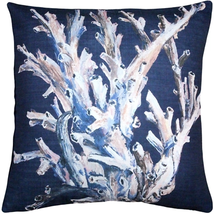 Ocean Reef Coral on Navy Throw Pillow 20x20, Complete with Pillow Insert - £49.33 GBP