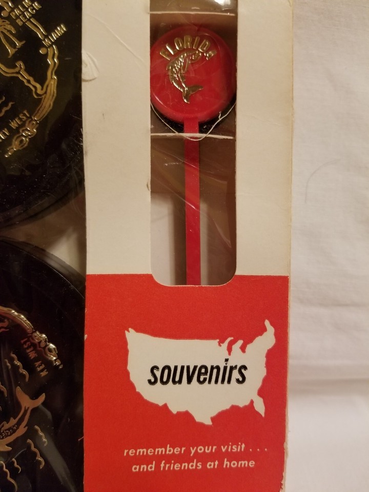 Vintage Florida Coasters & Stir Sticks Mid Century Modern Retro Plastic NIB Item image 2