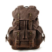 Men&#39;s outdoor shoulder casual student bag large capacity travel backpack canvas  - £95.47 GBP