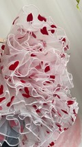 White Layered Tulle Midi Skirt with Red Heart Women Plus Size Fluffy Tulle Skirt image 6