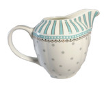 Grace Teaware CREAMER Porcelain Teal White Gold Accent Gray Polka Dot - $34.53