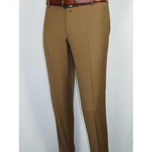 Men's MONO Turkey Slacks 100% Wool Plain Front Slim Fit 2502-10 Camel image 3