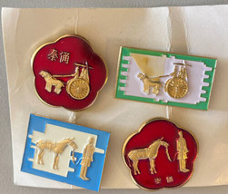 Vintage 1970&#39;s Enamel Chinese Tourist Badges (Set of 4) - £17.42 GBP