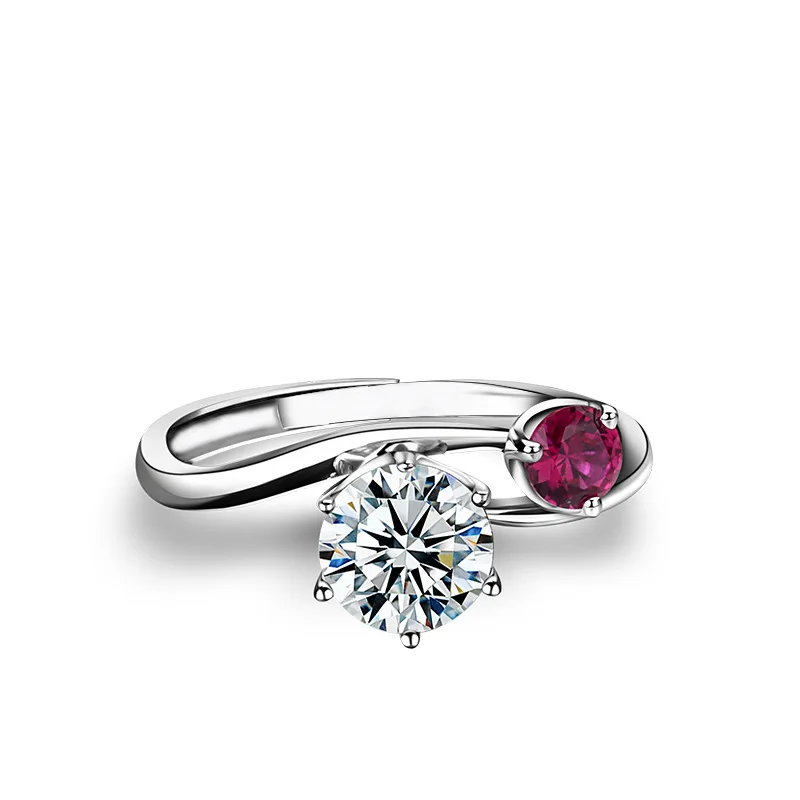 0.5ct-3ct Real White D Color Moissanite Rings S925  Silver Ruby Engagement Rings - £137.86 GBP