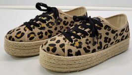 *E) Women's Chimmy Churry Beige Leopard Classics Platform Canvas Sneaker... - $19.79