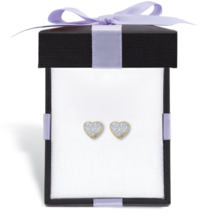 Two Tone 18K Gold Sterling Silver Heart Shaped Stud Gp Earrings With Box - £159.83 GBP