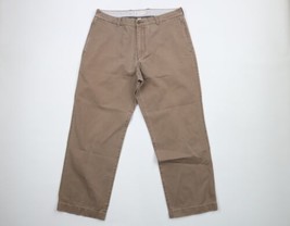 Vintage J Crew Mens 34x29 Faded Flat Front Wide Leg Chino Pants Brown Co... - £46.65 GBP