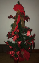 Vtg 38&quot; Green Consolidated Novelty Co. Christmas Tree w/ Red bows and berries  - £39.42 GBP