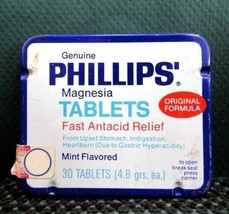 Vintage Phillips Magnesia Tablets Tin w/CONTENTS - Old - £33.10 GBP