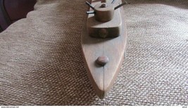 WW1 Wood Trench Art Toy Navy Boat - $62.72