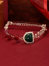 Green &amp; Maroon Stones &amp; Beads Ethnic Bracelet For Women kundan jewelry set - £15.37 GBP