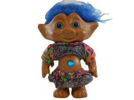 ACE Troll Doll  Wish Stone Belly Gem Jewel Vintage Treasure Blue Hair 8&quot; Tall - £11.78 GBP