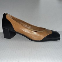 Etienne Aigner Halt Heels Camel Black Leather Pumps Colorblock Shoe Size 6 - $452.37 MXN