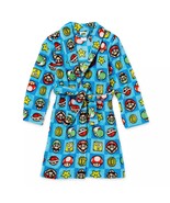 Super Mario Boy&#39;s Gamer Character Block Print Fleece Blue Bathrobe, Robe - $644.35 MXN