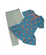 Girl&#39;s Baby Deer Fawn and Strawberries Turquoise Tunic, Leggings Outfit,... - $182.12 MXN