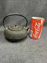 Signed Small CAST IRON TEAPOT Vintage Cookware Tea Kettle Black Nailhead - $44.55