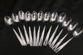 International Stainless Oval Soup Spoons Hammered Flatware 7.5&quot; Set of 12 - £23.49 GBP