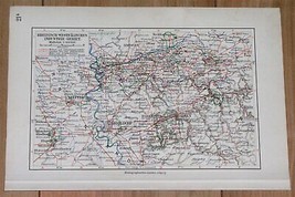 1912 Antique Map Of Ruhr Ruhrgebiet Dortmund Wuppertal Düsseldorf Germany - $23.79