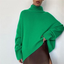 Oversize Women Sweater Elegant Pullover Green neck  Female Jumpers Sweaters 2021 - £149.22 GBP