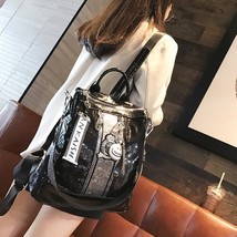 Sequin Leather Backpack Women&#39;s Small  Ita Bag Shoulder Mochila Fashion Casual S - £75.39 GBP