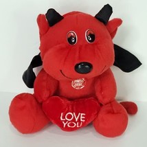 Red Devil Valentine's Plush Heart Kisses Says I Love You 6" Vintage Black Red - £15.81 GBP