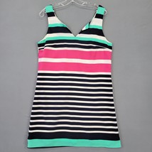 Pink Owl Women Dress Size M White Mini Preppy Bold Stripes Classic Sleeveless - £12.23 GBP