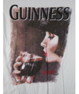 Women&#39;s Guinness Beer Sz Med US 8 Fitted White T-Shirt Lady Drinking - £12.61 GBP