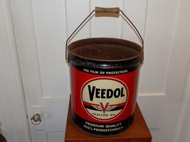 Vintage Veedol Flying V Tractor Oil 5 Gallon Empty Bucket - €103,94 EUR