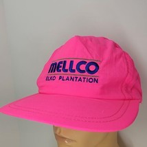 Vintage Bright Hot Pink Nylon Strap Back Sports Hat Cap Mellco Elko Plantation - £7.11 GBP