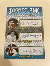 Iconic Ink Babe Ruth Joe Dimaggio Mickey Mantle autographed baseball car... - £7.08 GBP