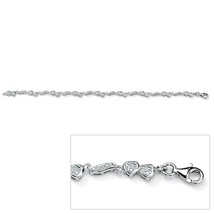 Womens Platinum Over Sterling Silver Diamond Heart Wing Ankle Bracelet Anklet - £237.73 GBP