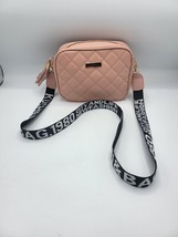 Women&#39;s Pink Mini Tassel/Metal Decor Letter Graphic Quilted Square Crossbody Bag - £15.65 GBP