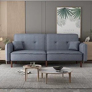 Loveseat Futon, Convertible Sleeper Sofa Couch Bed in Cotton Linen Fabri... - $510.99