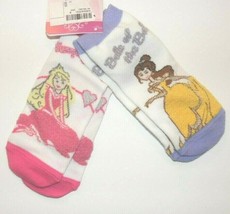 Disney Princess Girls 2pk Socks Belle &amp; Sleeping Beauty Shoe Size 9-4 NWT - $6.57